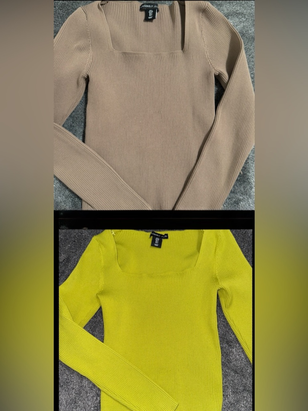 2 Sincerely Jules Ribbed Square-Neck Tops